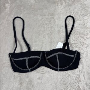 Onia Flora Seamed Underwire Black White Stitched Bikini Swim Top Size XS